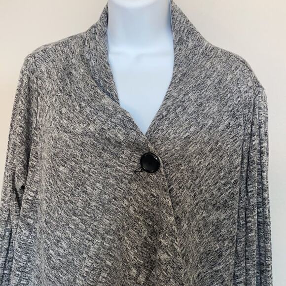 Dana Buchman Woman’s Gray One Button Sweater Duster Cape M - Picture 3 of 12